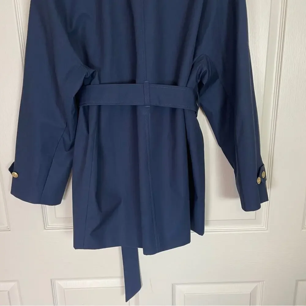 J.Crew Navy Trench Coat Water Repellent Cotton Belted NWT Sz L - Picture 8 of 12